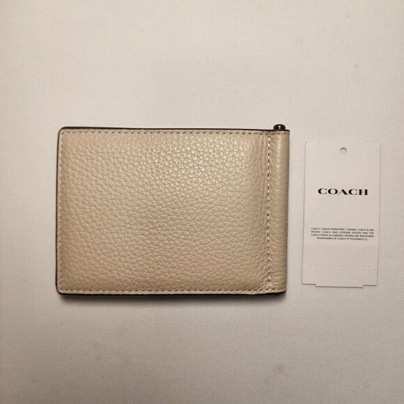 NWT COACH CH090 MEN Slim Money Clip Billfold Wallet in QB/ Steam - Picture 2 of 3